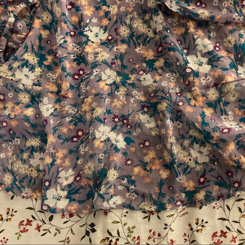 ModCloth | lavender floral chiffon peplum xs rare - Picture 11 of 13